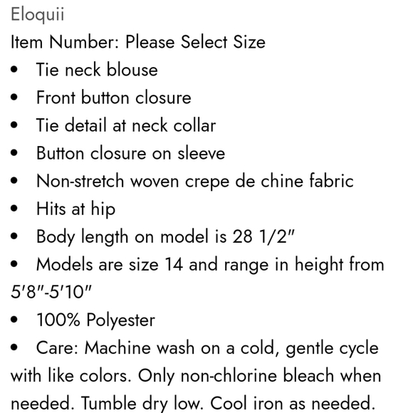 ELOQUII Polka Dot Tie Neck Blouse - Size 20 - Picture 4 of 4